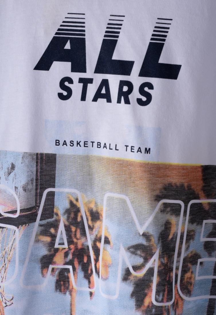 Σετ βερμούδα μακό αγόρι "All stars" λευκό