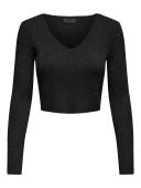 Πουλόβερ crop top "Glitter" μαύρο