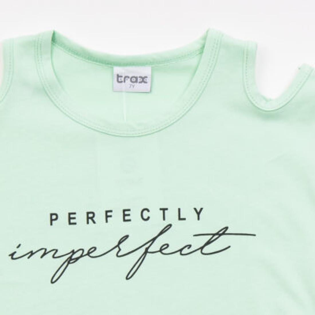 Μπλούζα κοντομάνικη κορίτσι "Perfectly imperfect" μέντα