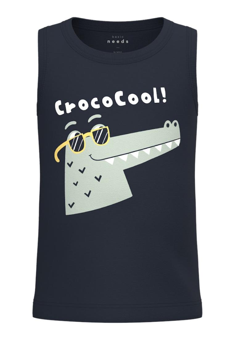 Μπλούζα αμάνικη αγόρι "Crococool!" μπλε