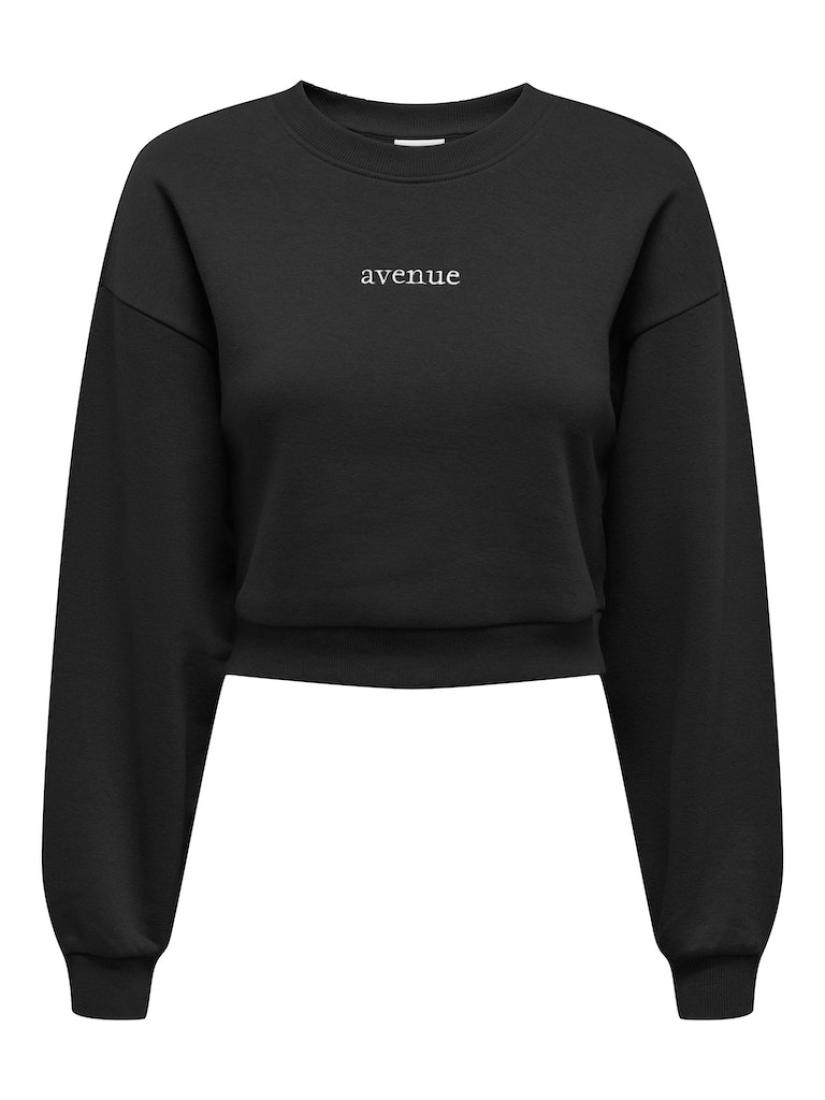 Μπλούζα φούτερ crop top "avenue" μαύρη