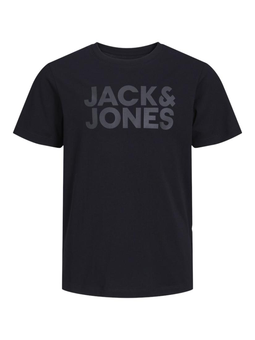 Μπλούζα κοντομάνικη αγόρι "Jack & Jones" μαύρο- Οργανικό βαμβάκι