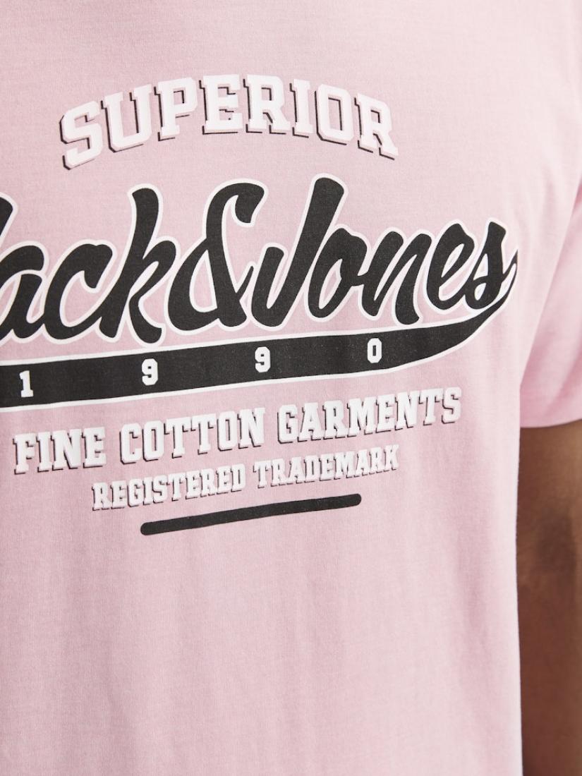 Μπλούζα κοντομάνικη ανδρική "Jack & Jones" ροζ- Οργανικό βαμβάκι