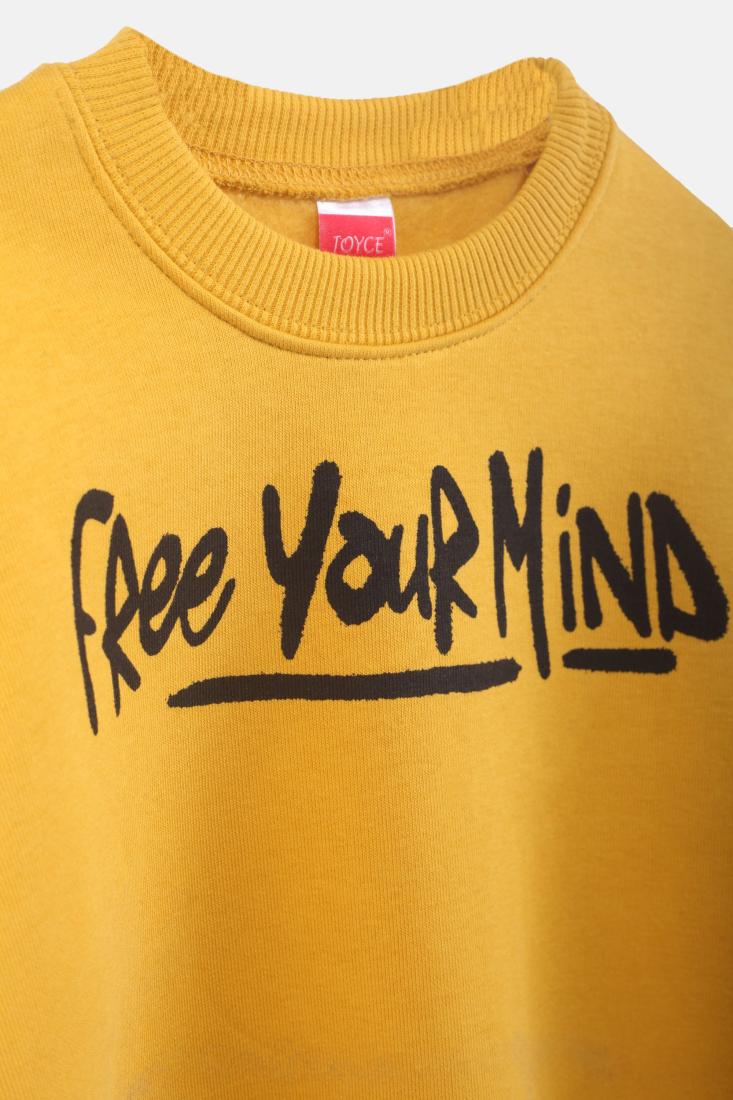 Μπλούζα φούτερ "Free your mind" ώχρα