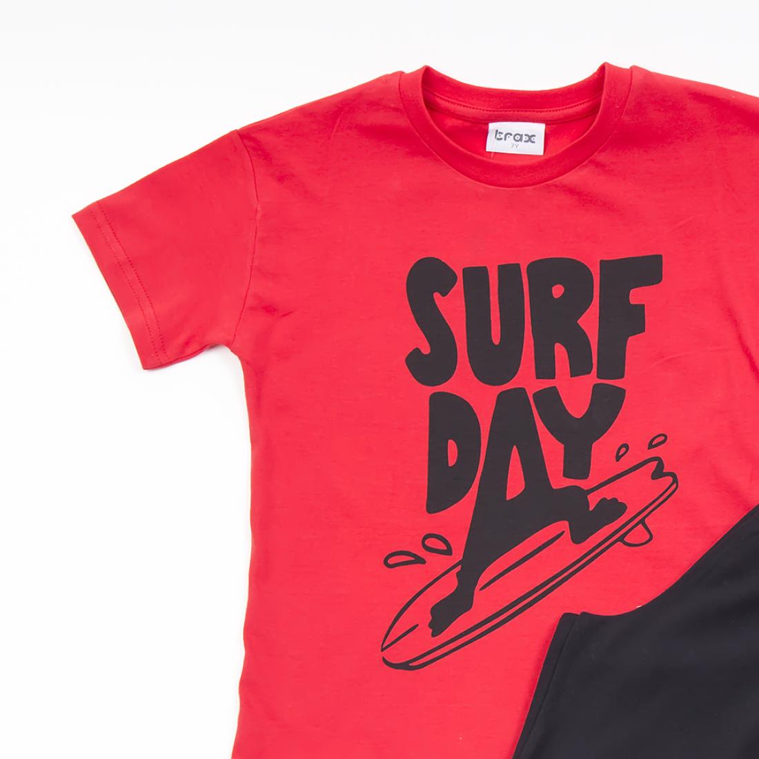 Σετ βερμούδα "Surf day" κόκκινο