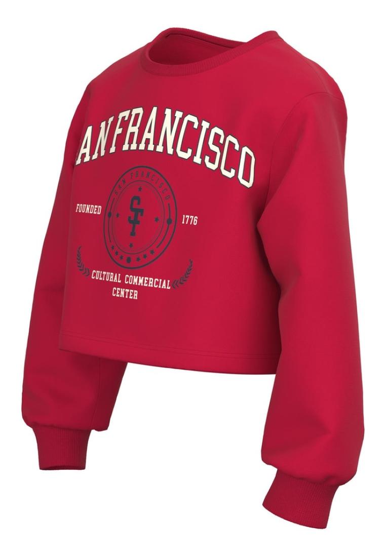 Μπλούζα φούτερ crop top "Sanfrancisco" κόκκινη