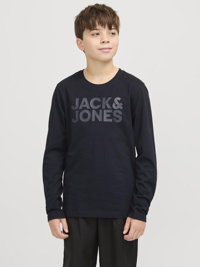 Μπλούζα μακρυμάνικη αγόρι "Jack & Jones" μαύρη- Οργανικό βαμβάκι