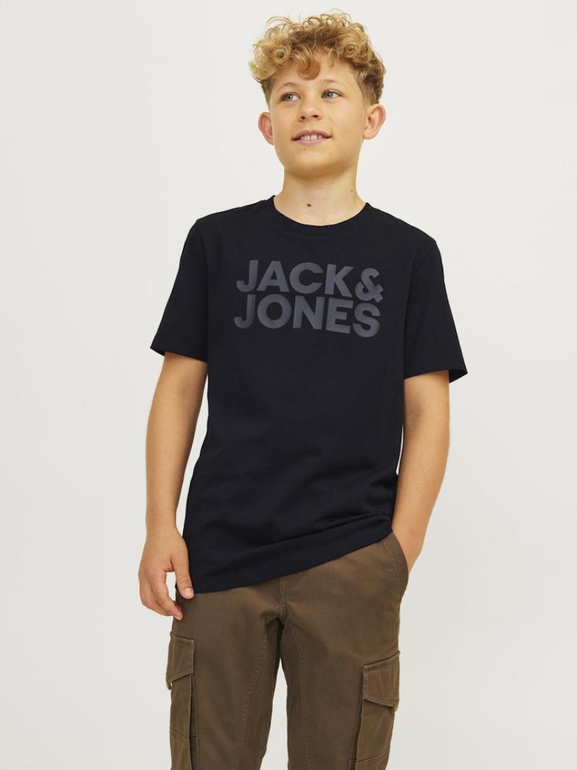 Μπλούζα κοντομάνικη αγόρι "Jack & Jones" μαύρο- Οργανικό βαμβάκι