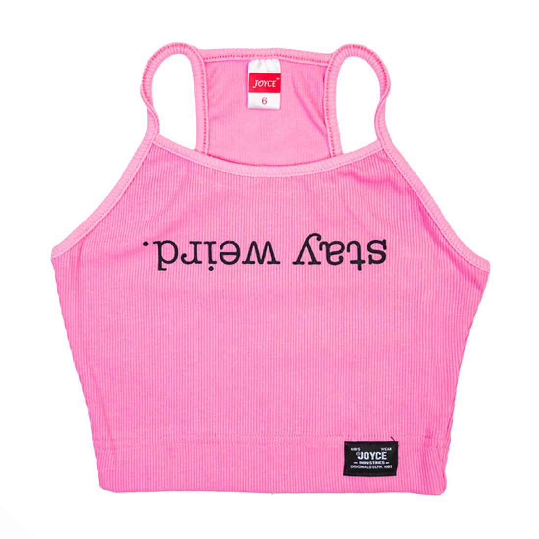 Μπλούζα crop top "Stay Weird" ροζ