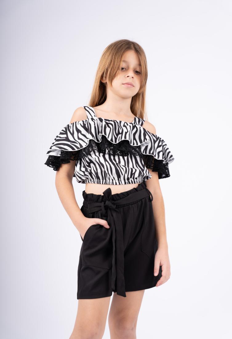 Σετ σορτς κορίτσι "Zebra print" μαύρο