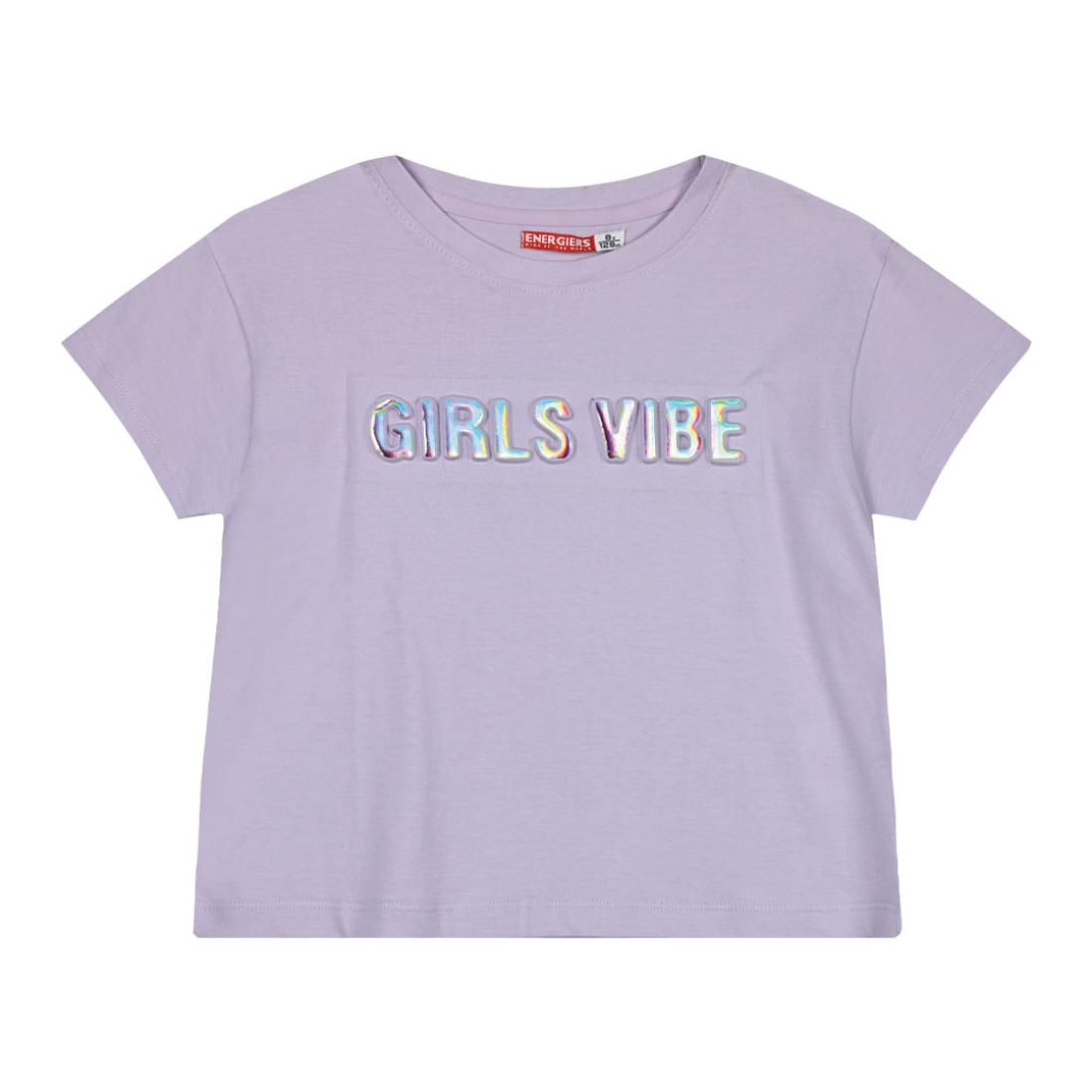 Μπλούζα crop top κορίτσι "Girls vibe" λιλά