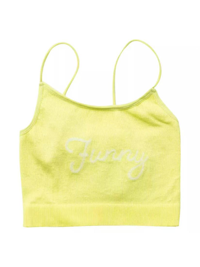 Μπλούζα crop top "Funny" κίτρινο neon