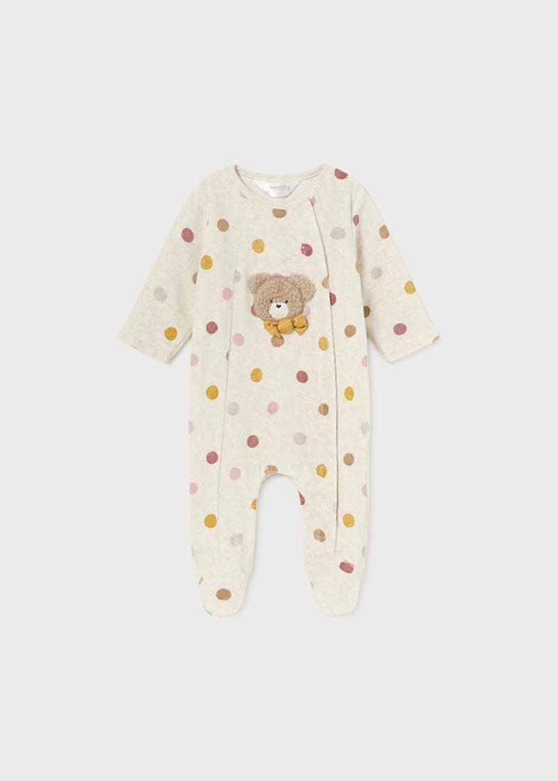 Φορμάκι βελουτέ βρεφικό unisex "Baby bear" μπεζ