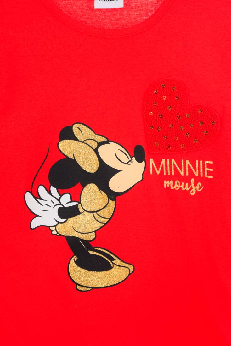 Μπλούζα κορίτσι Minnie Mouse "Kiss the heart" κόκκινη