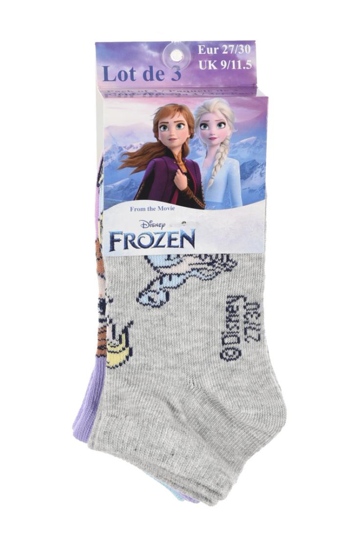 Σετ 3 ζευγάρια κάλτσες κοντές "Frozen" γκρι μελανζέ