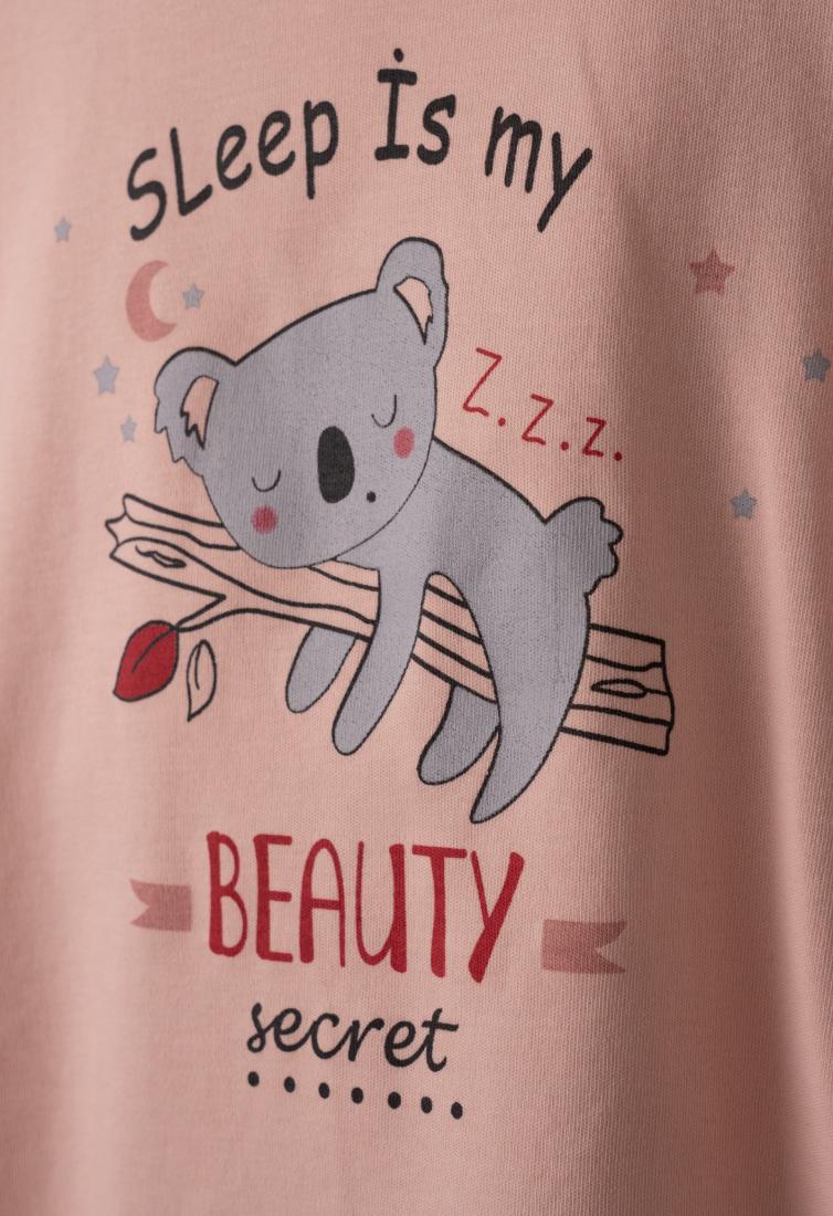 Πυτζάμα κορίτσι με μάσκα ύπνου "Sleep is my beauty secret" σομόν