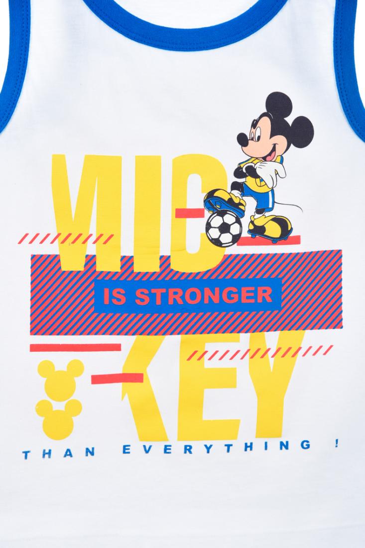 Μπλούζα αμάνικη αγόρι "Mickey is stronger" λευκή