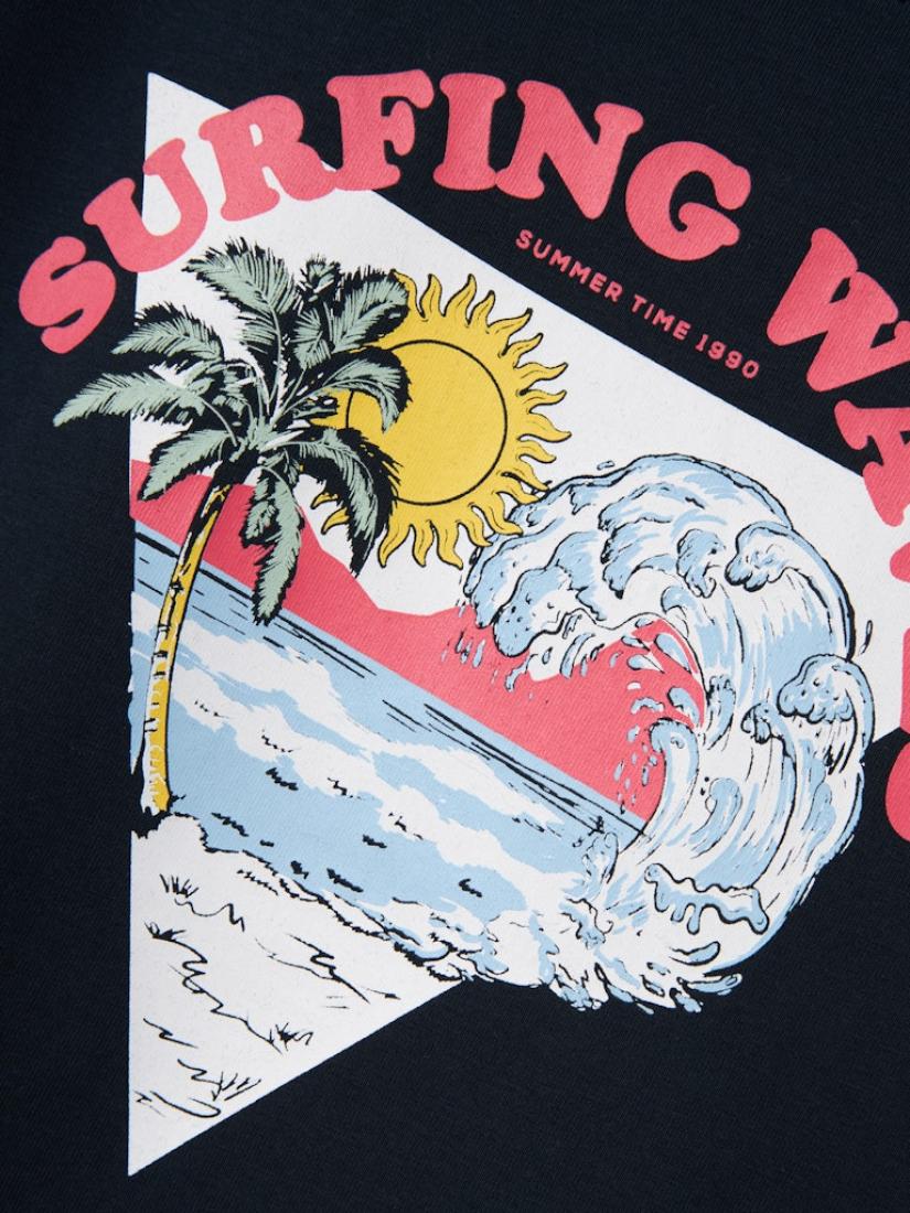 Μπλούζα κοντομάνικη κορίτσι "Surfing waves" μπλε