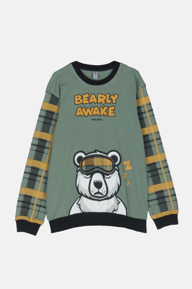 Πυτζάμα αγόρι "Bearly awake" μέντα