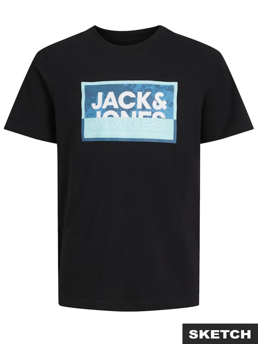 Μπλούζα κοντομάνικη αγόρι "Jack & Jones" μαύρη