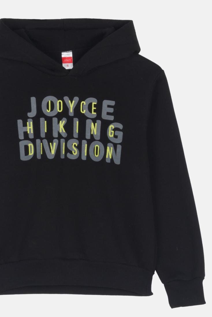 Μπλούζα φούτερ αγόρι "Joyce hiking division" μαύρη