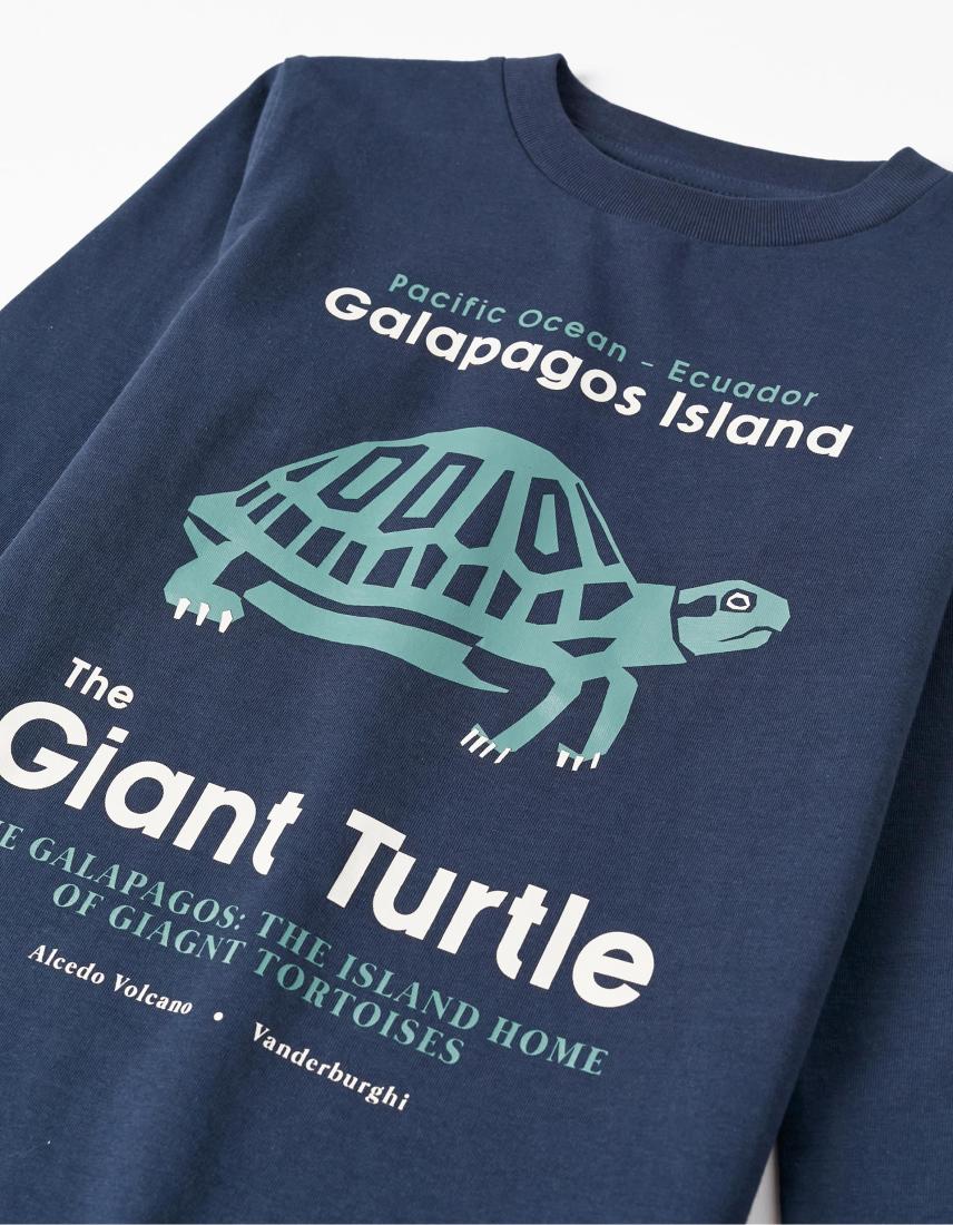 Σετ 2 μπλούζες "Giant turtle" μπλε/γκρι μελανζέ