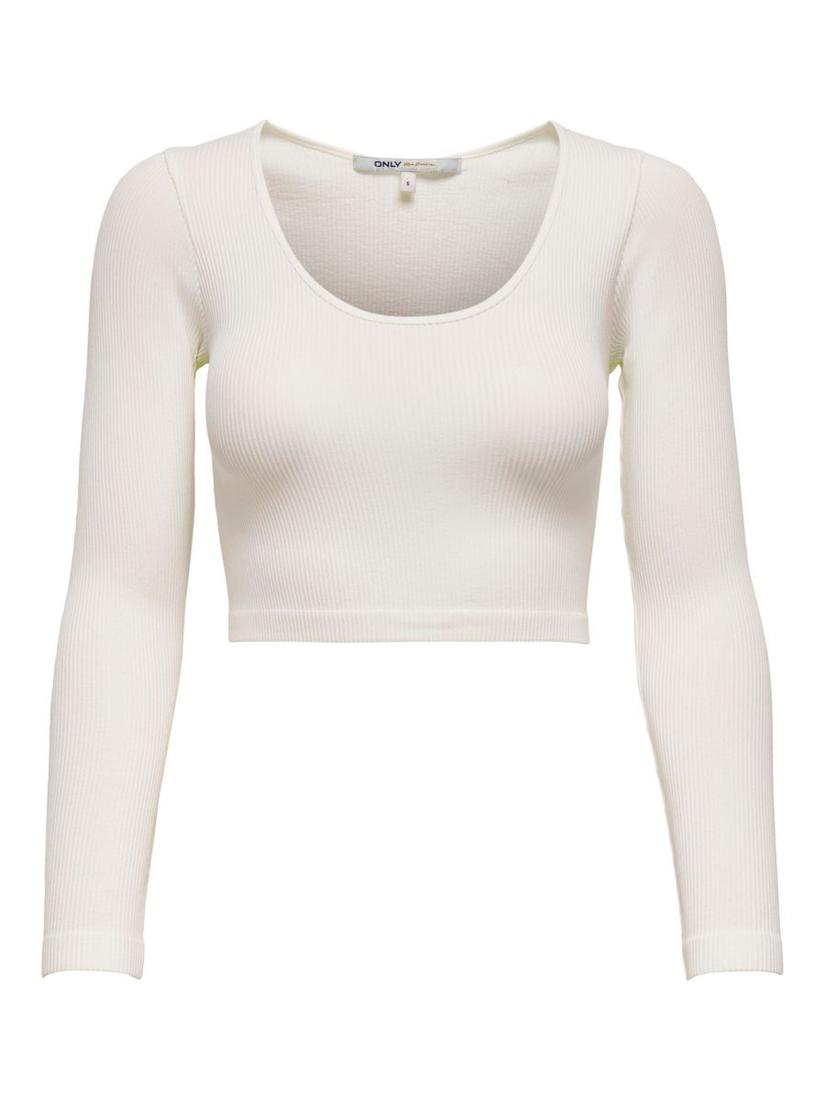 Πουλόβερ "GWEN" cropped top εκρού