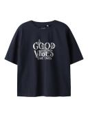Μπλούζα κοντομάνικη κορίτσι "Good vibes" μπλε