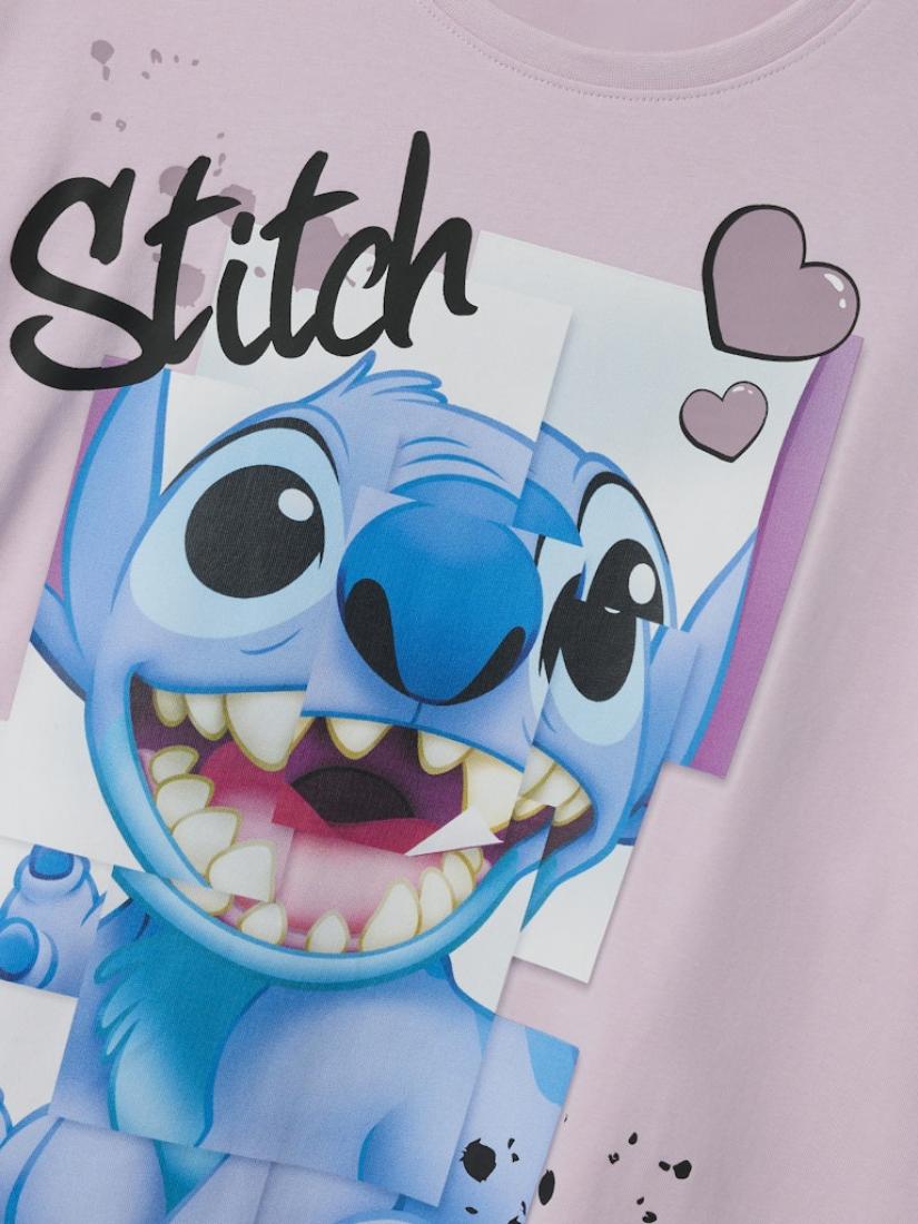 Μπλούζα κοντομάνικη κορίτσι "Stitch hearts" λιλά