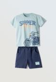 Σετ βερμούδα αγόρι "Super races" μέντα