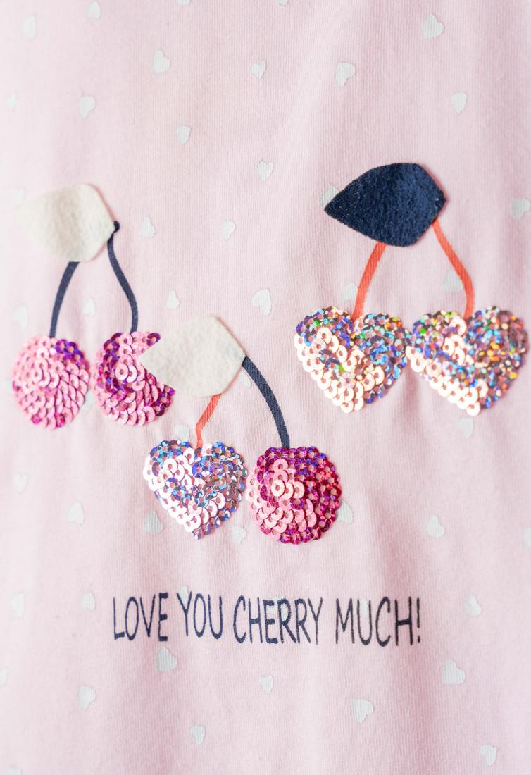 Σετ κάπρι με κορδέλα κορίτσι "Love you cherry much" ροζ