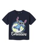 Μπλούζα κοντομάνικη αγόρι "Stitch chillin" μπλε