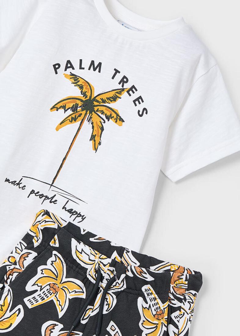 Σετ βερμούδα αγόρι "Palm trees" λευκό