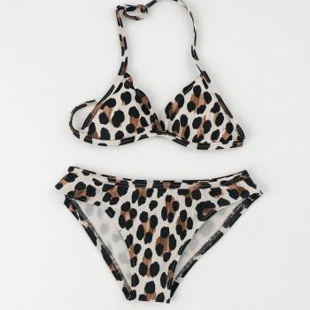 Σετ μαγιό μπικίνι κορίτσι "Animal print" εκρού