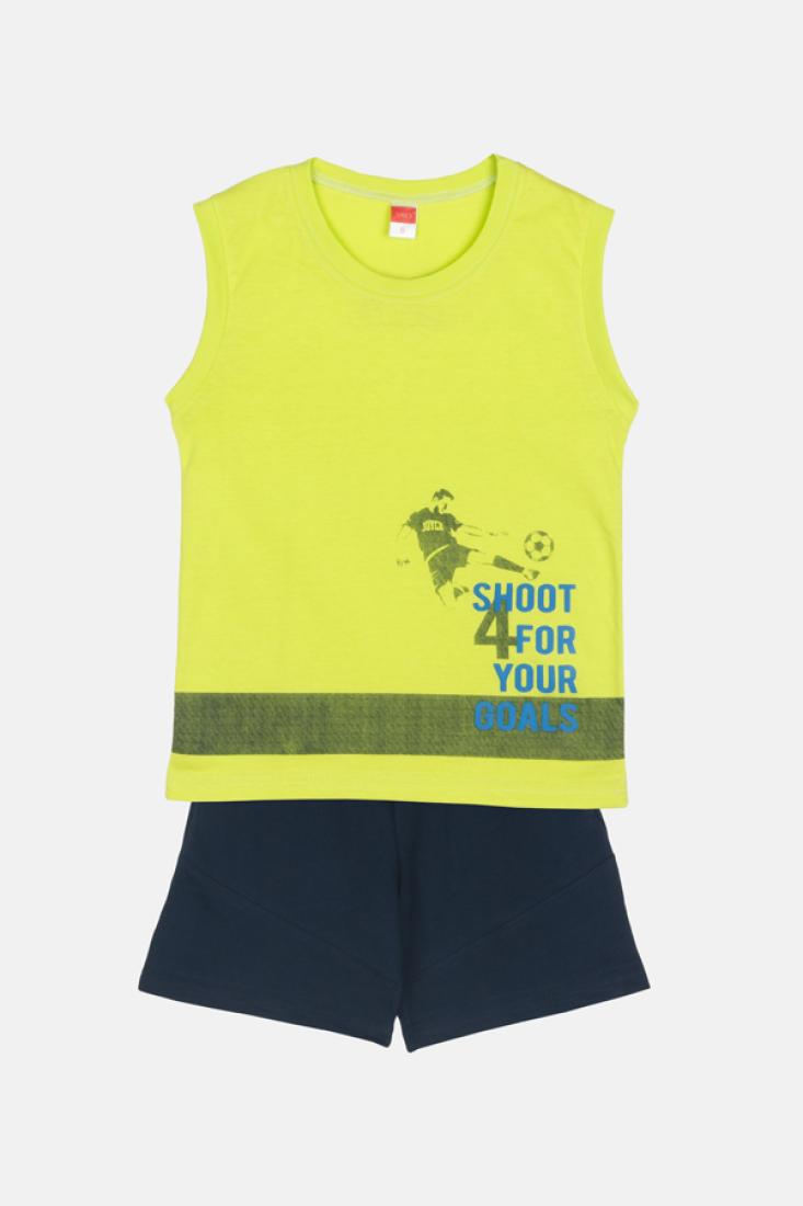 Σετ βερμούδα αγόρι "Shoot for your goals" λαχανί