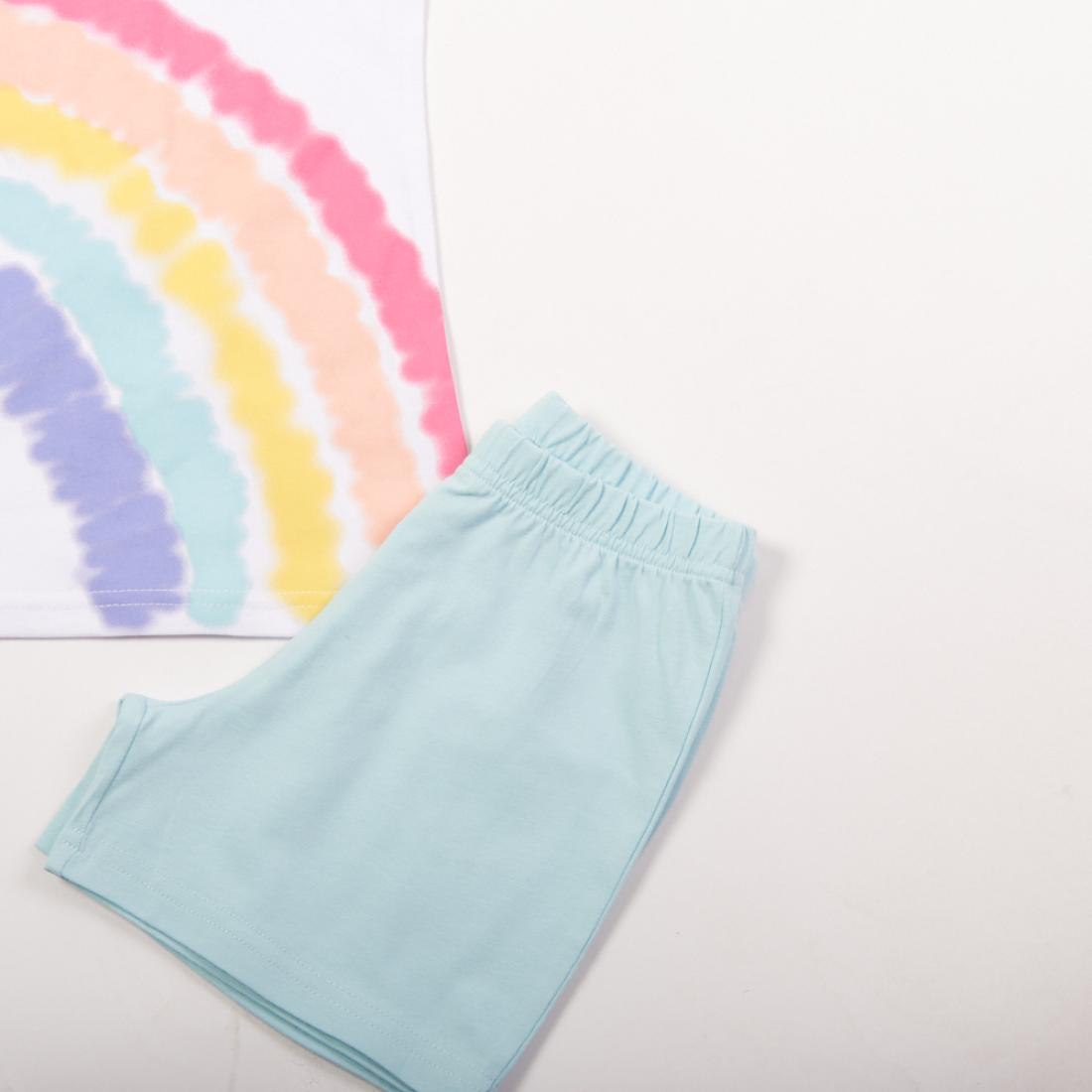 Σετ σορτς κορίτσι "Rainbow" λευκό
