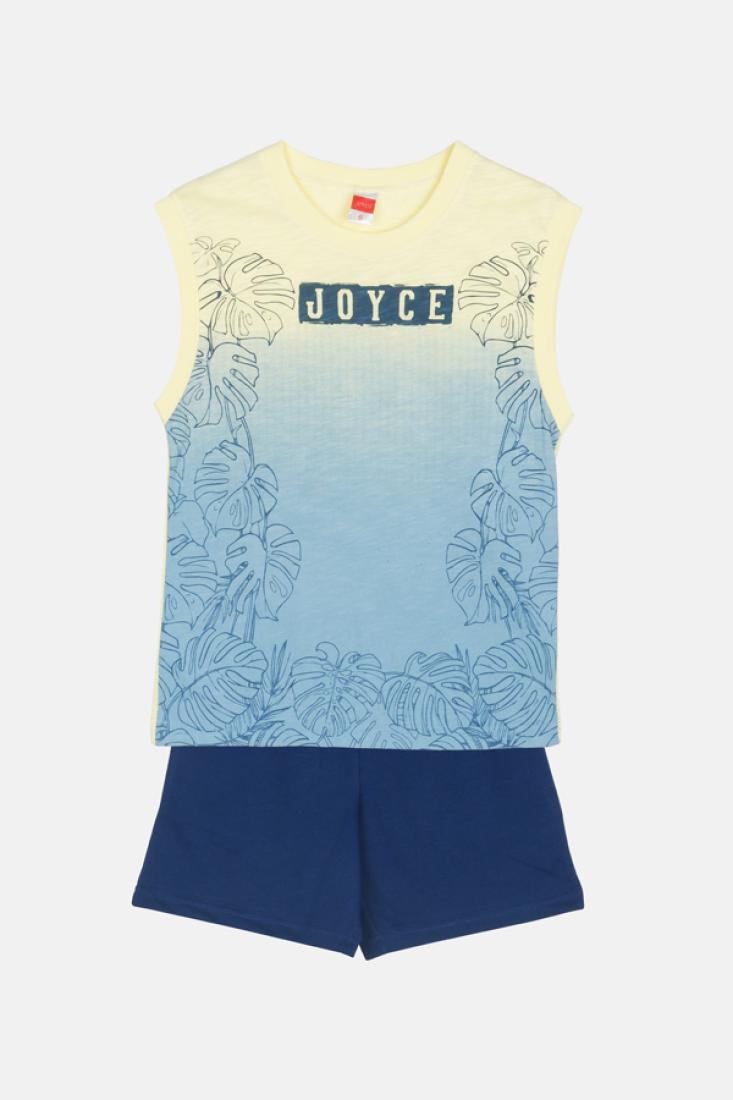 Σετ βερμούδα αγόρι "Joyce jungle print" κίτρινο