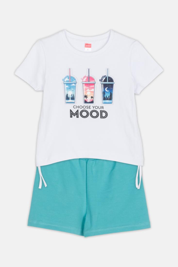 Σετ σορτς κορίτσι "Choose your mood" λευκό