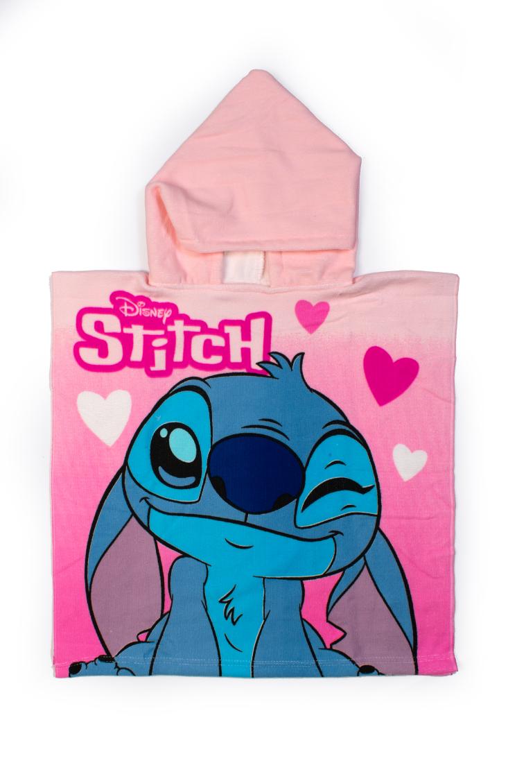 Poncho κορίτσι "Stitch wink" ροζ  50χ100