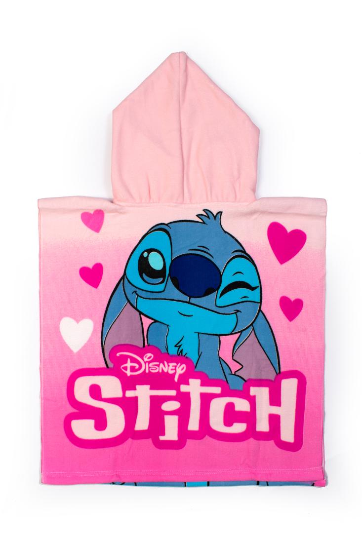 Poncho κορίτσι "Stitch wink" ροζ  50χ100