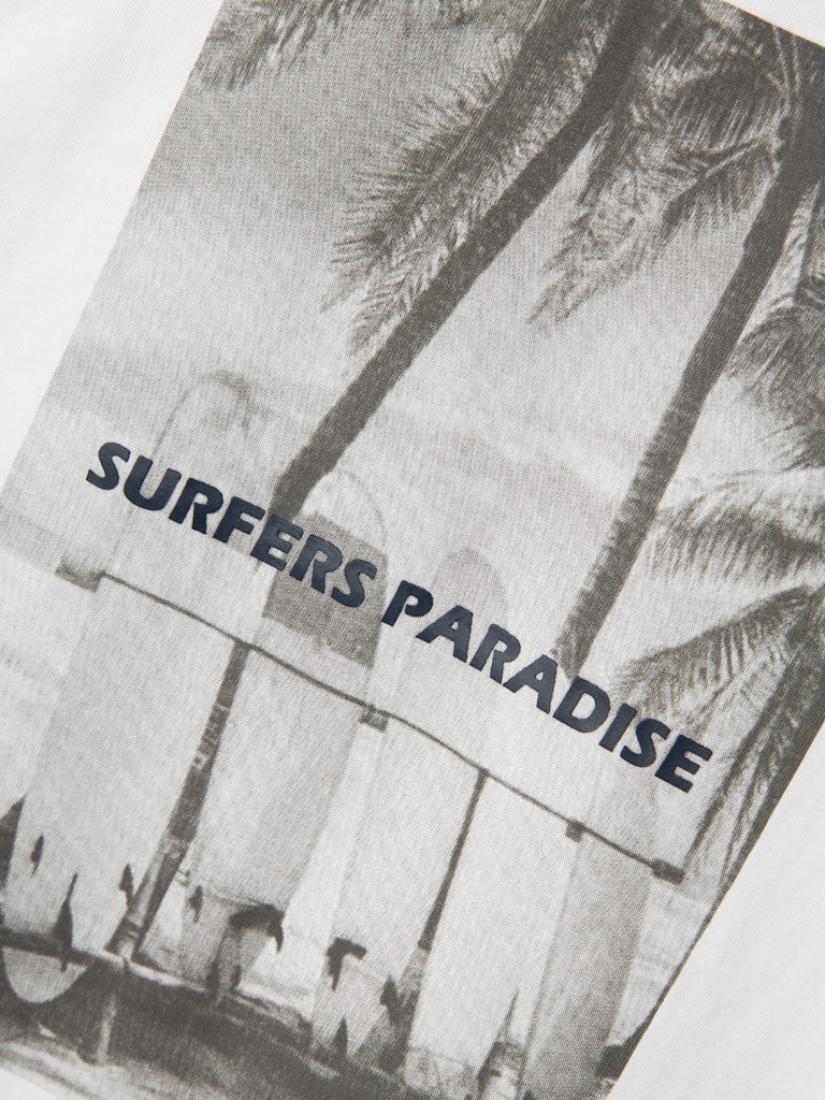 Μπλούζα αμάνικη αγόρι οργανικό βαμβάκι "Surfers Paradise" λευκή