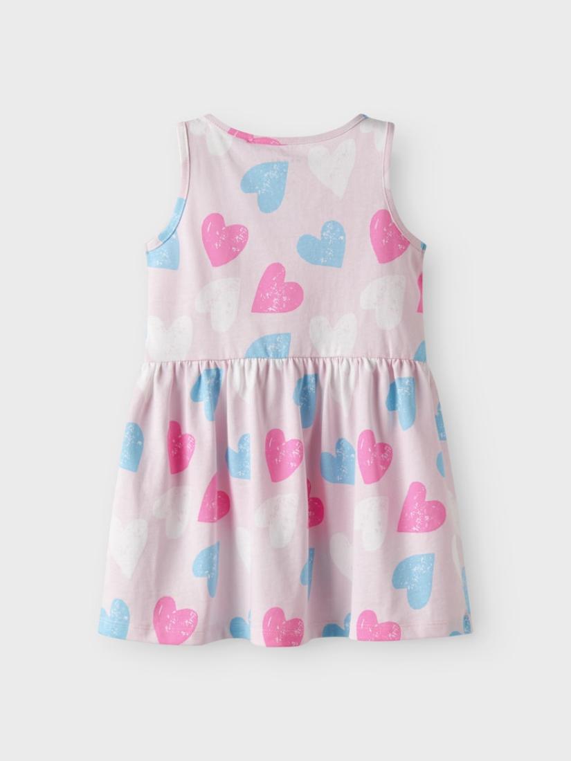 Φόρεμα μακό αμάνικο "Ballerina hearts" ροζ