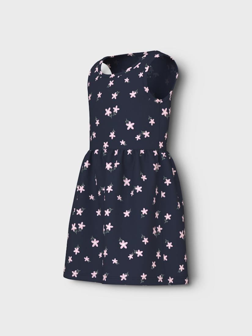 Φόρεμα μακό αμάνικο "Navy flowers" μπλε