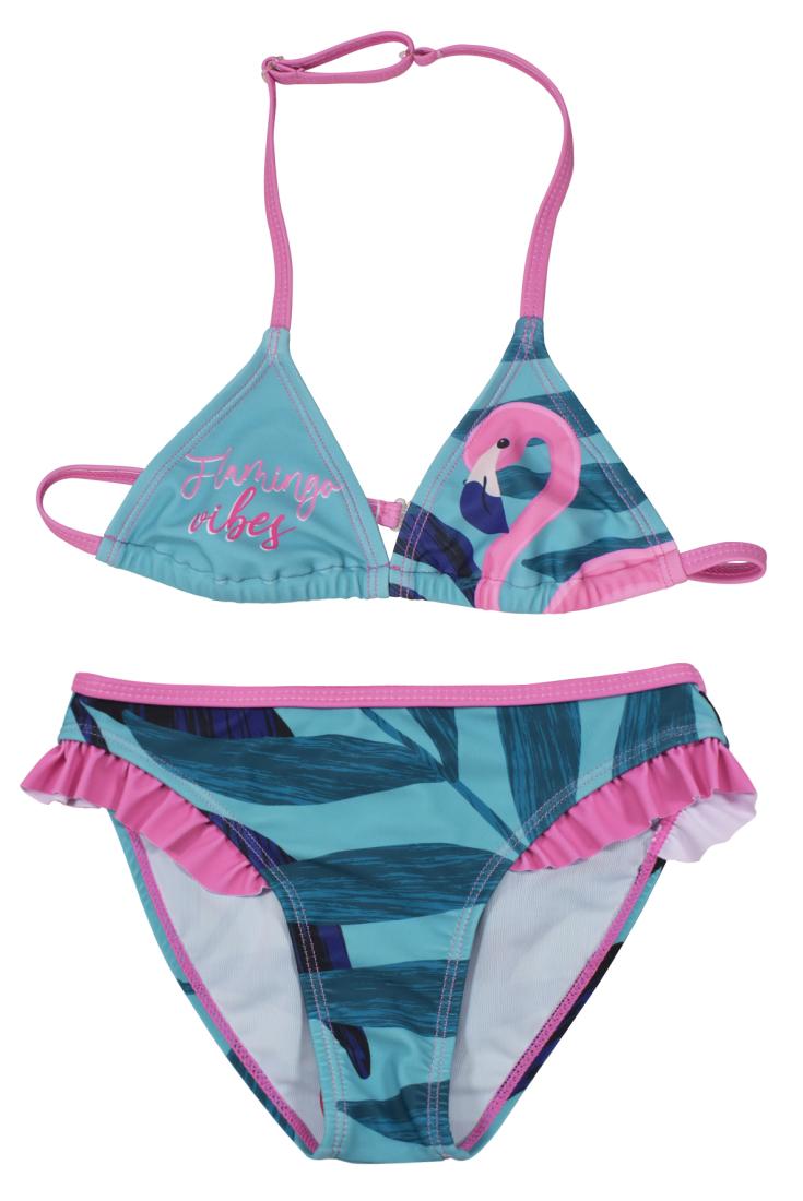 Σετ μαγιό μπικίνι κορίτσι "Flamingo vibes" μέντα