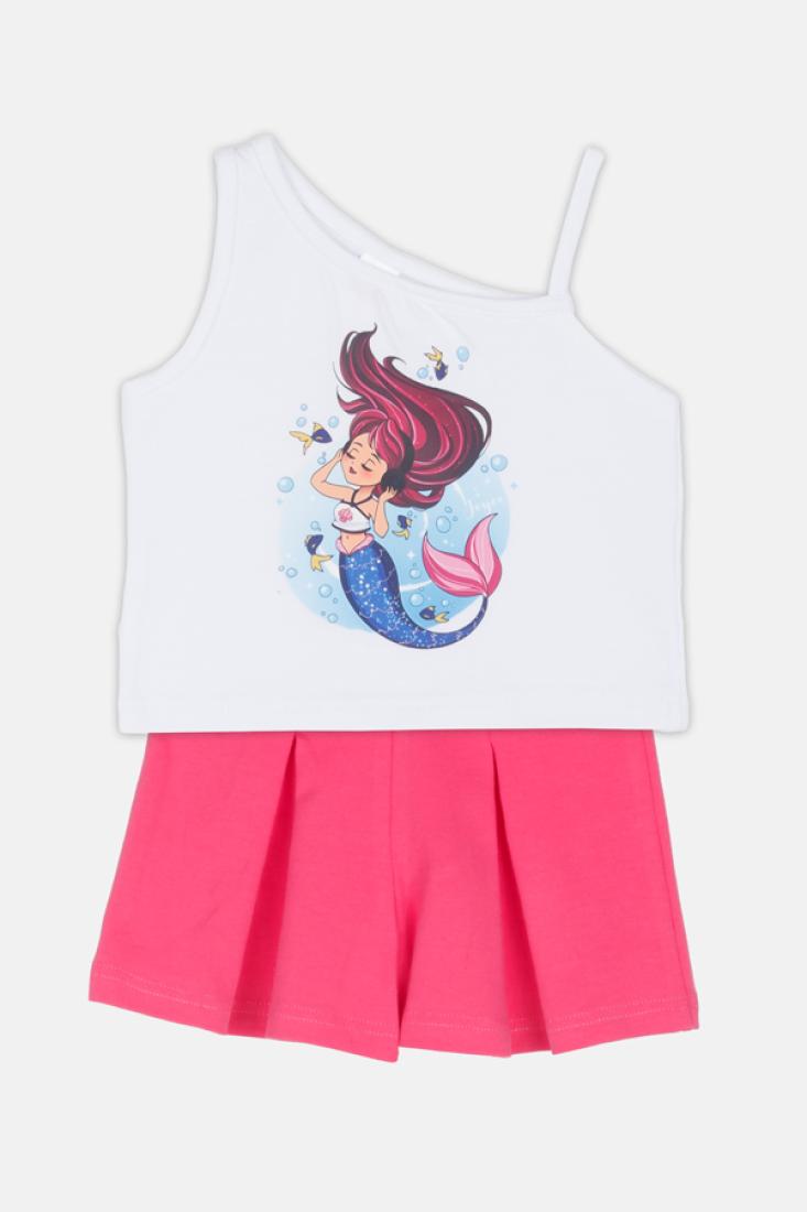 Σετ σορτς κορίτσι "Mermaid" λευκό