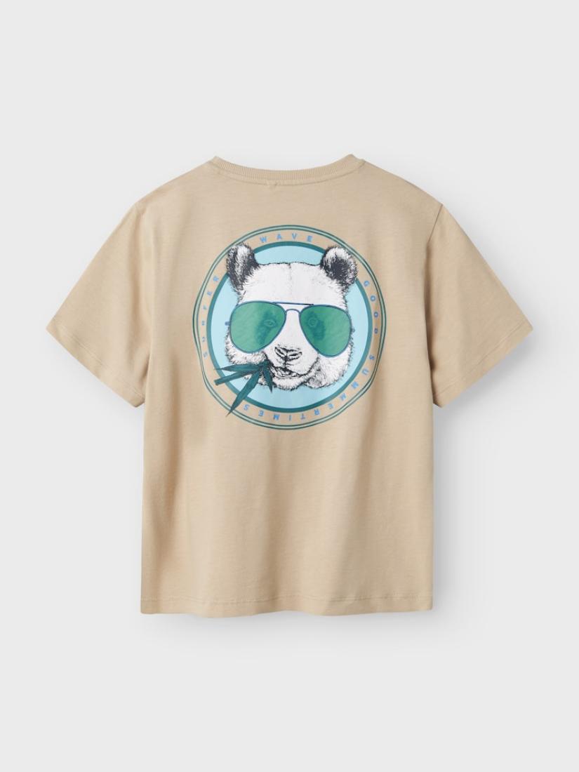 Μπλούζα κοντομάνικη αγόρι "Surf Wave Panda" μπεζ