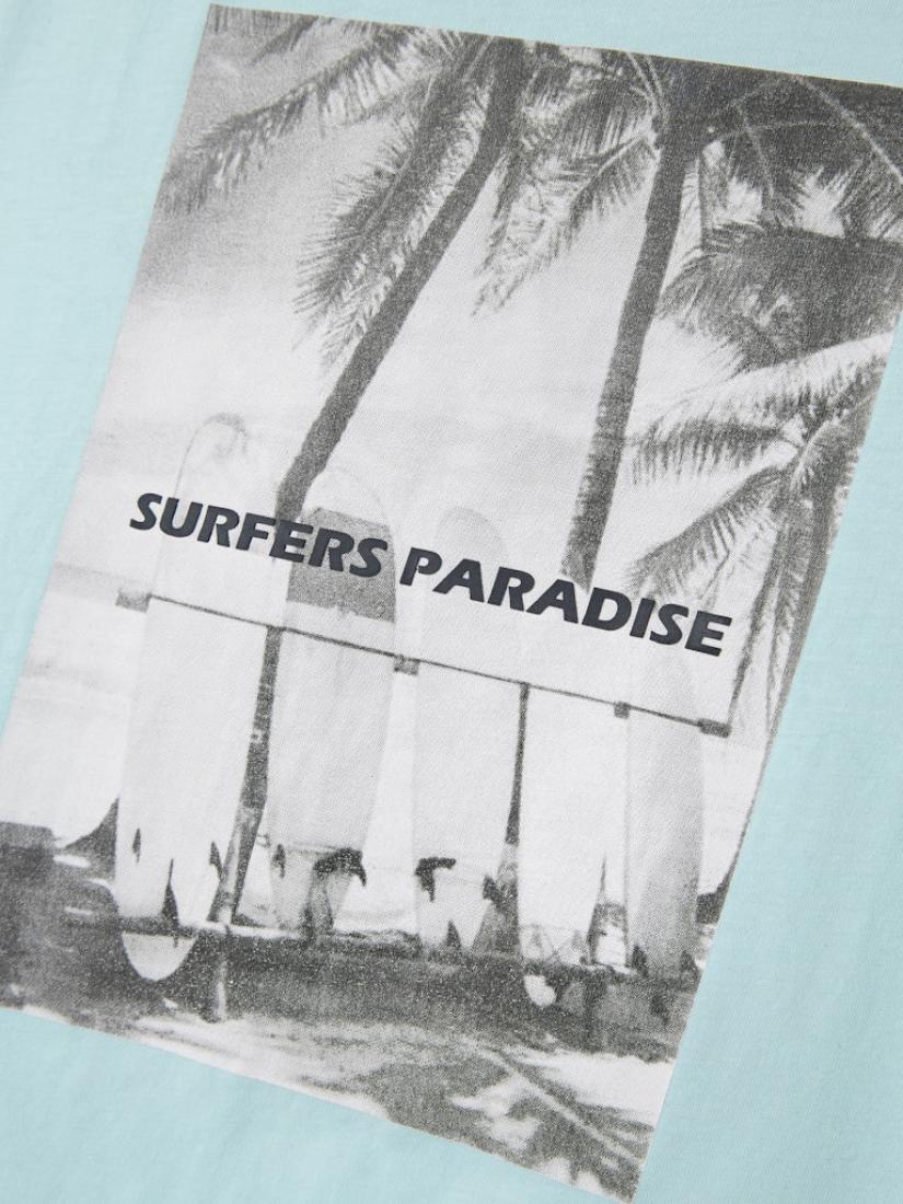 Μπλούζα αμάνικη αγόρι οργανικό βαμβάκι "Surfers Paradise" μέντα