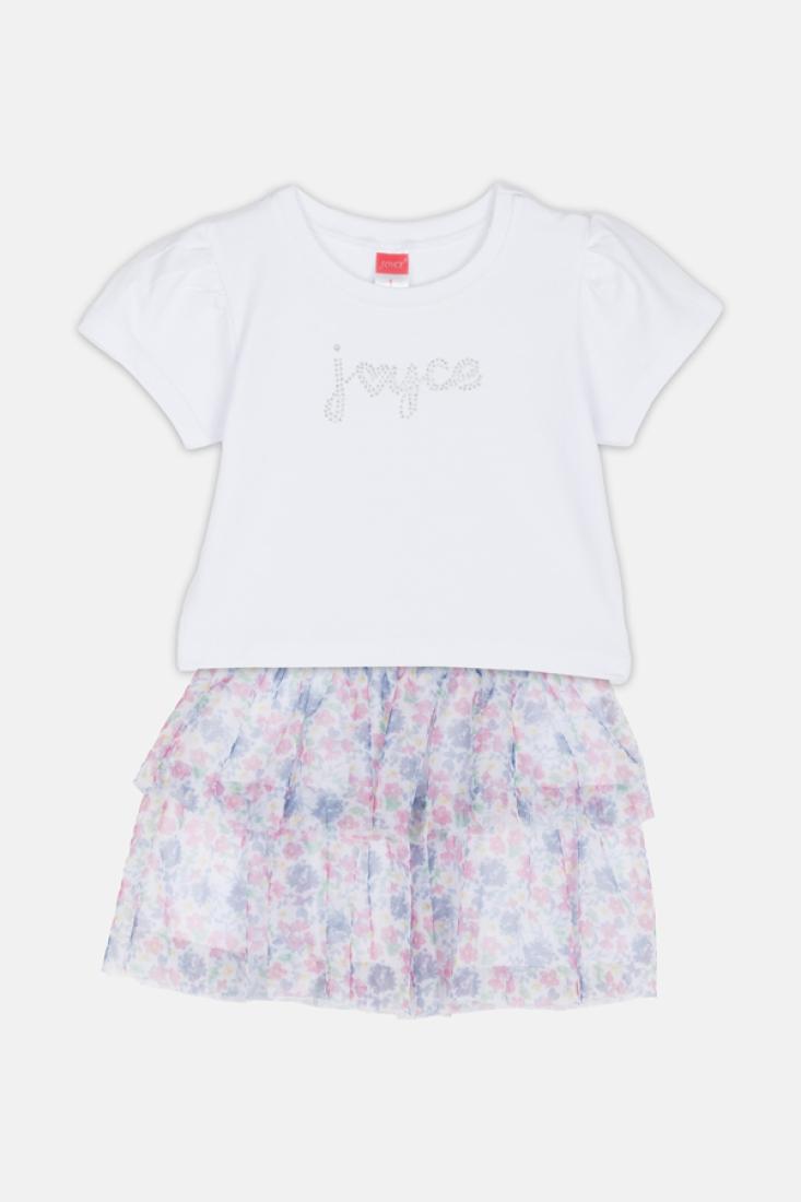 Σετ φούστα κορίτσι "Flowers joyce" λευκό