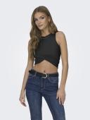 Μπλούζα αμάνικη γυναικεία crop top "Sandy" μαύρη