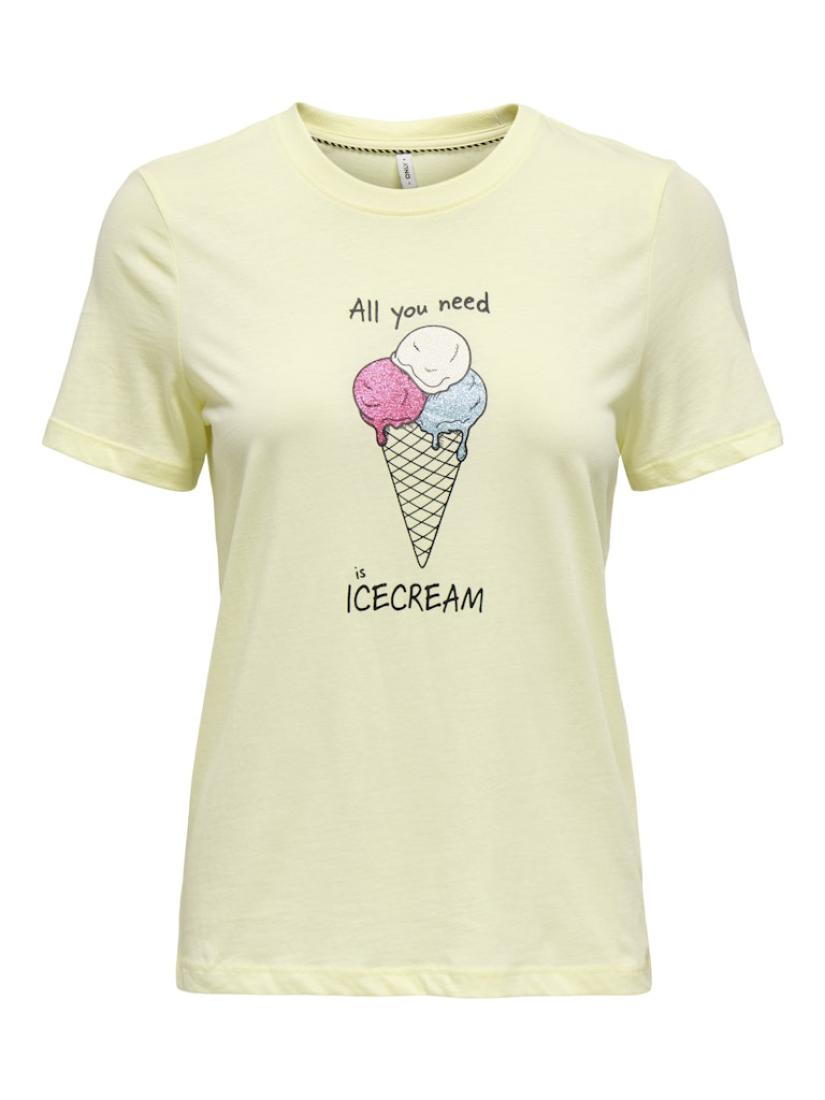 Μπλούζα κοντομάνικη γυναικεία "Icecream" κίτρινη
